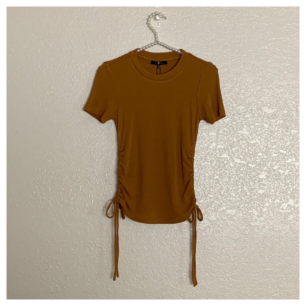 NWT 7 FOR ALL MANKIND Side Ruched Top - Picture 2 of 6